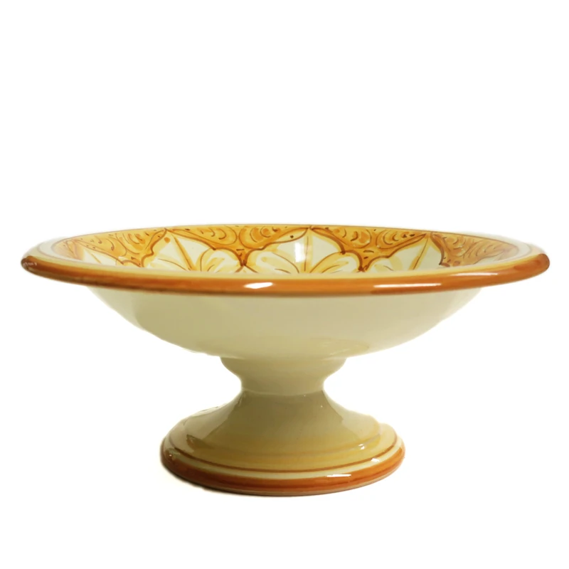 alzata in ceramica dipinta a mano in toscana, ceramic centerpiece with foot hanpainted in tuscany