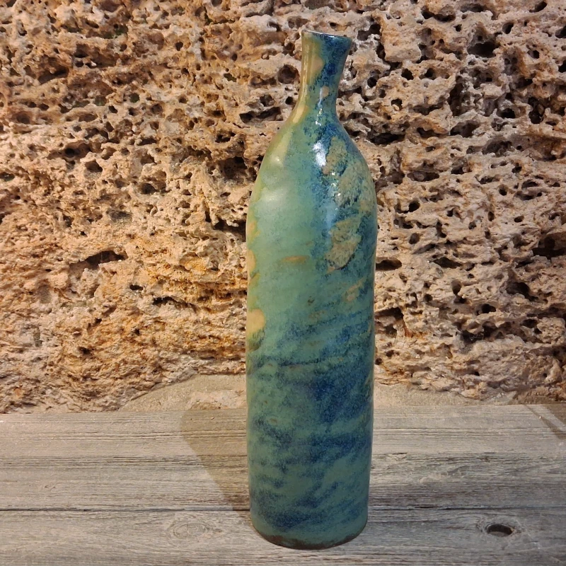 bottiglia scultura gres arte ceramica toscana, sculpture bottle ceramic art of tuscany