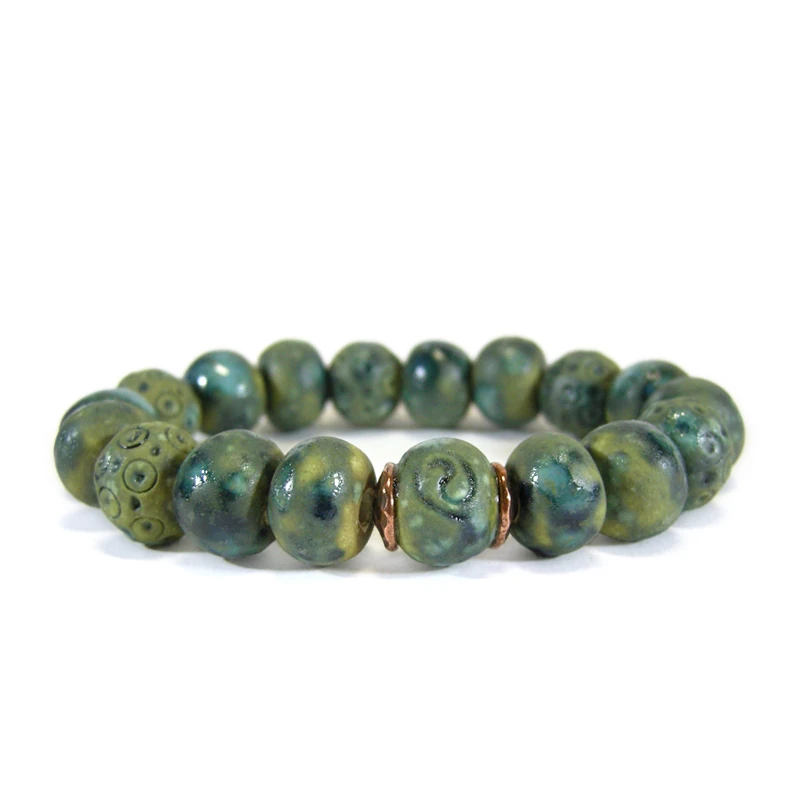 braccialetto con perle in ceramica, bracelet with ceramic beads