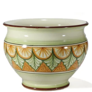cachepot in ceramica dipinto a mano, hand painted pot cover in pottery