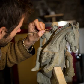 cavallo scultura in ceramica, horse sculpture in pottery