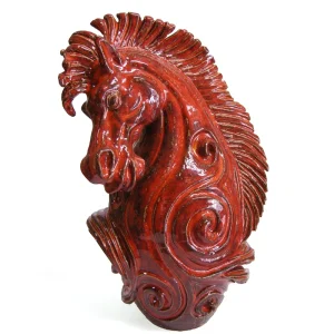 cavallo scultura rossa, horse red sculpture
