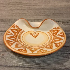 centrotavola arancio ceramica artistica toscana, orange ceramic centerpiece made in tuscany