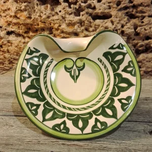 centrotavola in ceramica verde dipinto a mano artigianato toscana, green centerpiece handmade in tuscany