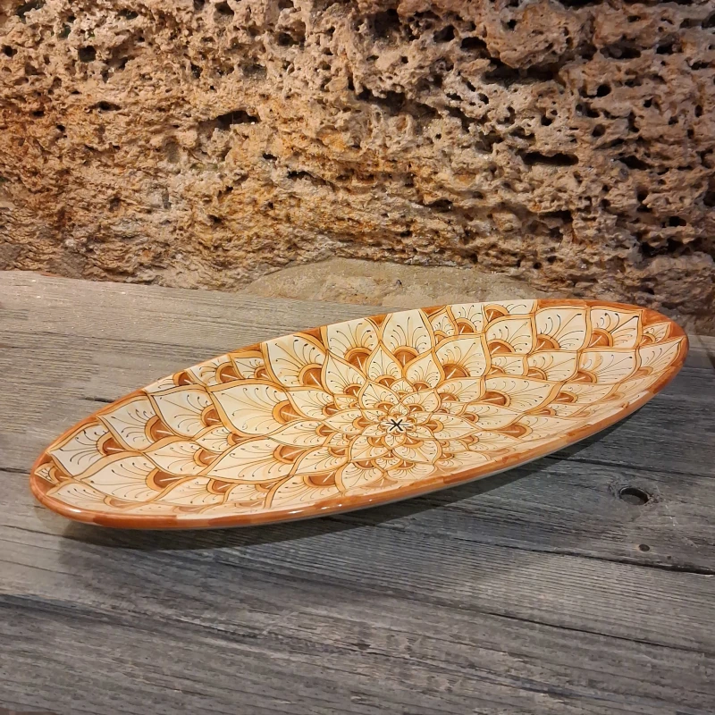 centrotavola ovale dipinto a mano ceramica toscana, tuscany handmade ceramic centerpiece