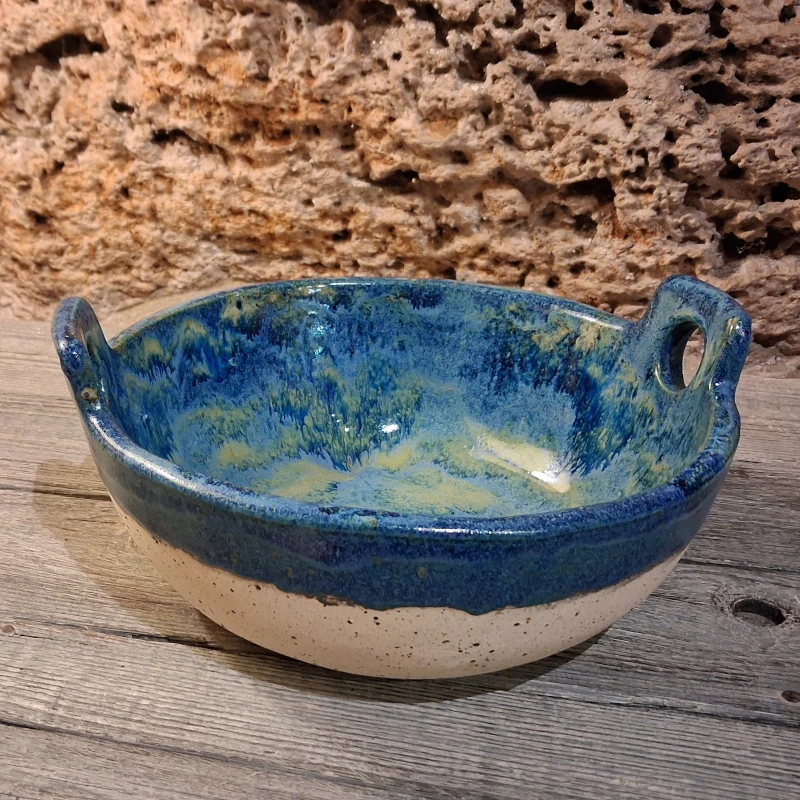 ciotola blu in gres, blue ceramic bowl made in italy