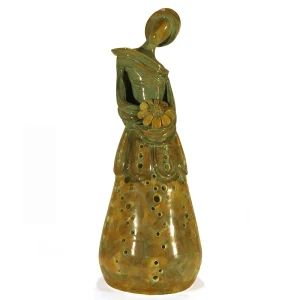 donna in ceramica lampada scultura, woman in ceramic sculpture table lamp