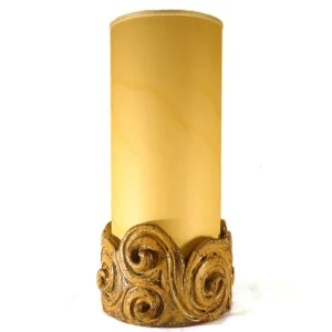 lampada ceramica paralume pergamena artigianato toscana, sculpture table lamp with spirals handmade in tuscany