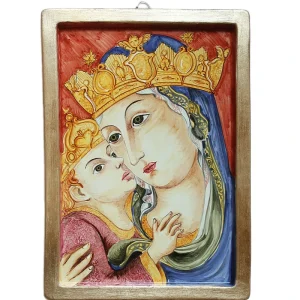 madonna del rifugio in ceramica, madonna handpainted in pottery