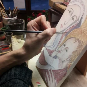 madonna dipinta a mano su ceramica, hand painted ceramic madonna