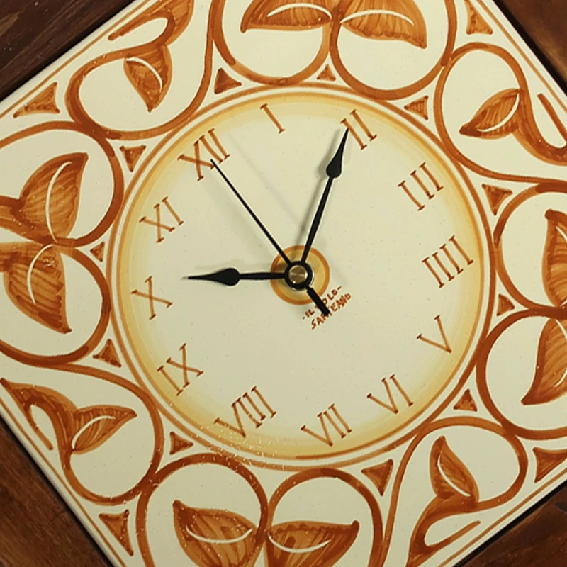 orologio da parete ceramica e legno, wall clock in ceramic and wood