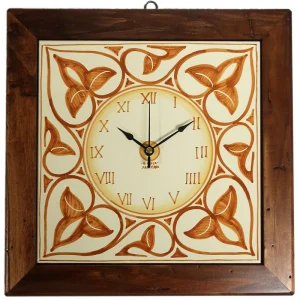 orologio da parete dipinto a mano ceramica e legno, wall clock in ceramic and wood