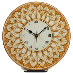 orologio rotondo da parete in ceramica dipinto a mano, hand painted clock in ceramic