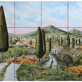 pannello mattonelle in ceramica dipinte a mano 60 x 80, handpainted ceramic tile panel