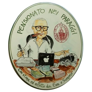pensionamento festa pensione caricatura dipinta a mano stile fumetto, hand painted caricature in comics style for retirement