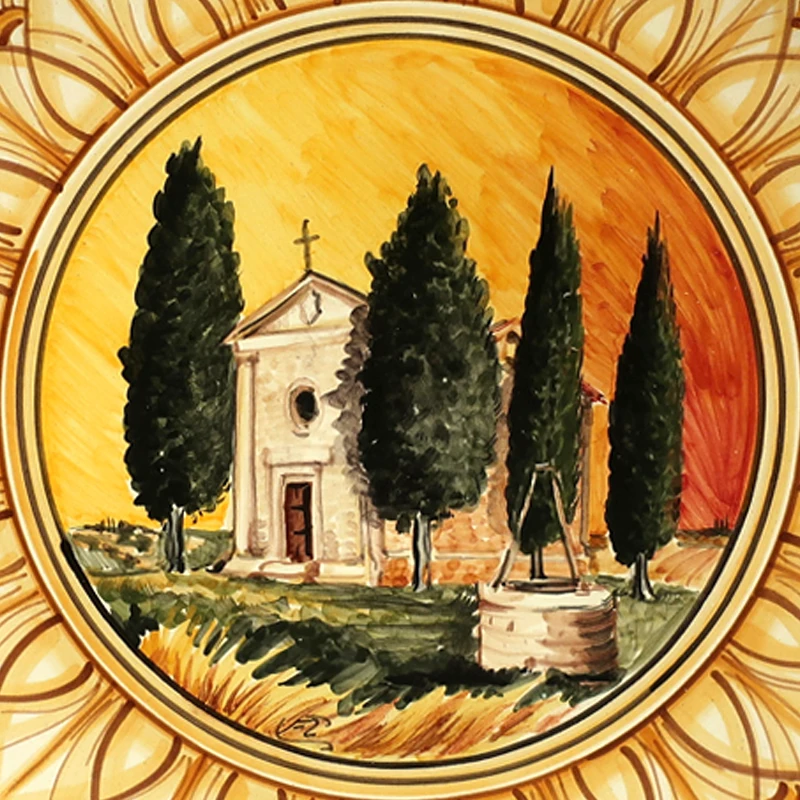 piatto ceramica dipinto a mano con cappella della madonna di vitaleta handpainted plate in ceramic