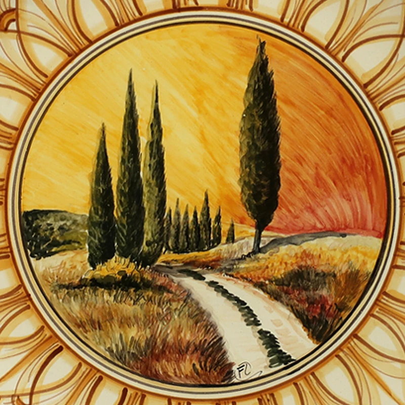 piatto ceramica toscana dipinto a mano, plate handpainted tuscany ceramic art