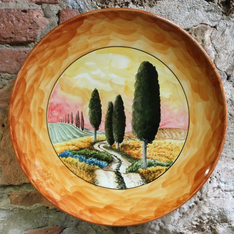 piatto da parete quadro in ceramica dipinto a mano sarteano, handpainted wall plate sarteano tuscany ceramics