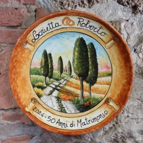 piatto in ceramica personalizzato dipinto a mano con dedica, ceramic plate with inscription