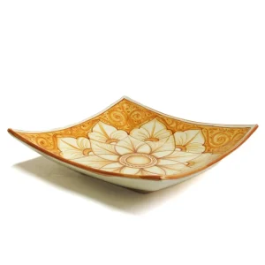 piatto quadrato in ceramica terra di siena, burnt sienna squared plate in pottery