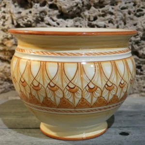 porta vaso ceramica cachepot dipinto a mano in toscana, hand painted pot cover in ceramic made in tuscany