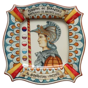 premio giochi storici piatto commemorativo in ceramica dipinto a mano, handpainted ceramic prize