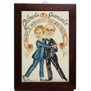quadro caricatura regalo anniversario matrimonio amanti ballo, ceramic painting custom Wedding Anniversary Couple