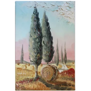 quadro cipressi toscani olio su tela, oil painting on canvas tuscan cypresses