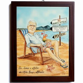quadro con caricatura personalizzata per regalo pensione, ceramic tile with caricature