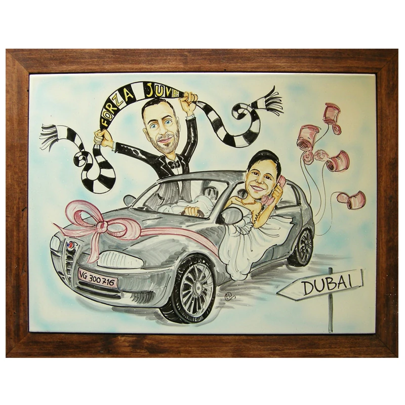 quadro oggi sposi ceramica caricatura matrimonio regalo personalizzato nozze, Wedding personalized gift handpainted ceramic painting marriage