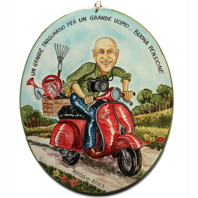 regalo buona pensione caricatura dipinta a mano stile fumetto, hand painted caricature in comics style for retirement