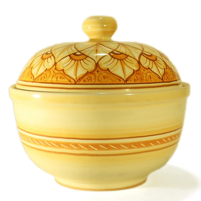scatola in ceramica biscottiera arancio terra di siena dipinta a mano, handpainted cookie jar in ceramic orange burnt sienna