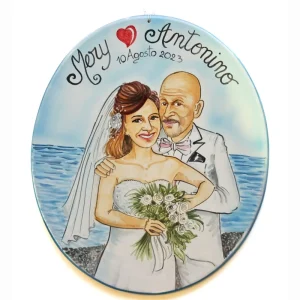 targa ceramica regalo sposi personalizzato matrimonio mare, Wedding personalized gift handpainted ceramic tile marriage