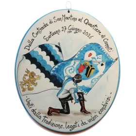 targa commemorativa in ceramica dipinta a mano, handpainted ceramic tile