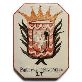 targa in ceramica con stemma, crest on ceramic plate