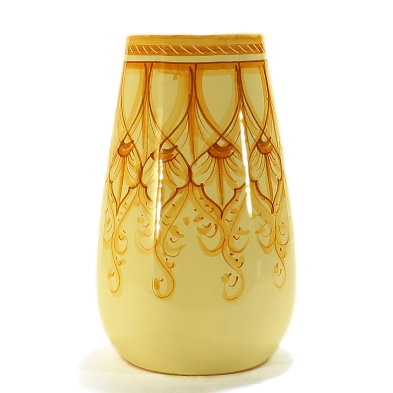 vaso in ceramica dipinto a mano terra di siena, ceramic vase handpainted burnt sienna color