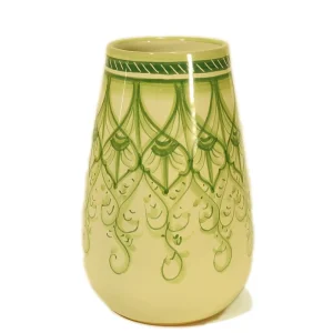 vaso verde dipinto a mano ceramica artistica toscana, green vase in ceramic handpainted in tuscany