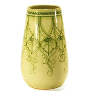 vaso verde in ceramica dipinto a mano, green vase in ceramic handpainted in tuscany
