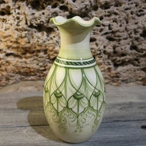 vaso verde in ceramica dipinto a mano made in italy, ceramic vase handpainted in tuscany